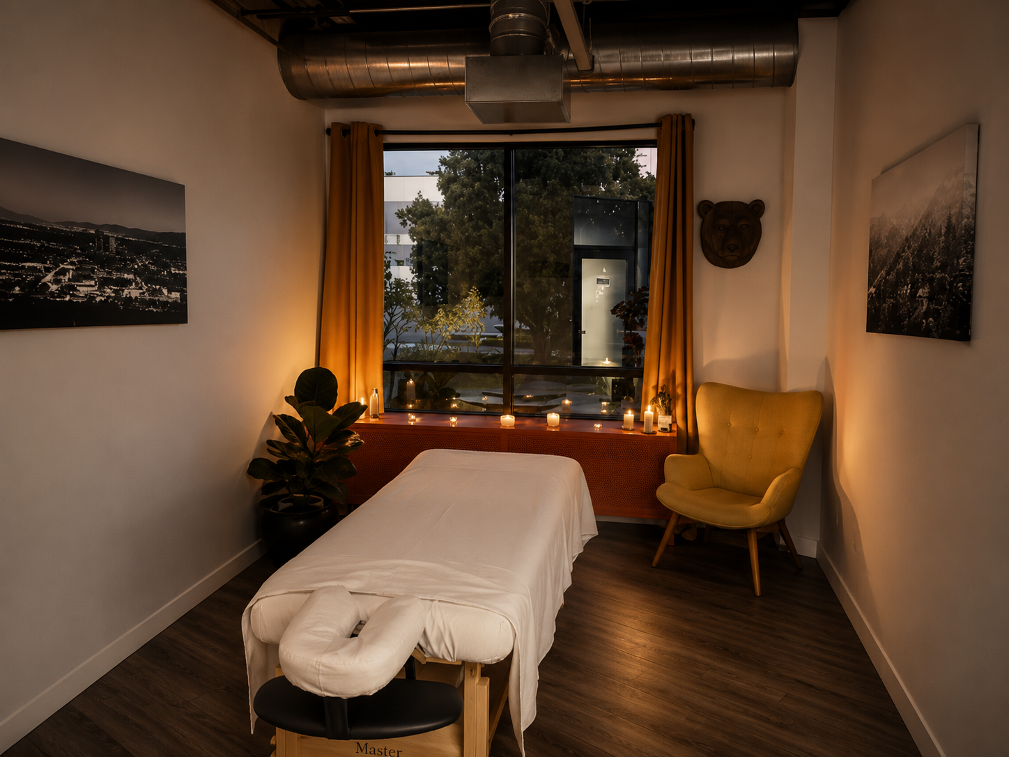 Recovery studio prepared for massage therapy