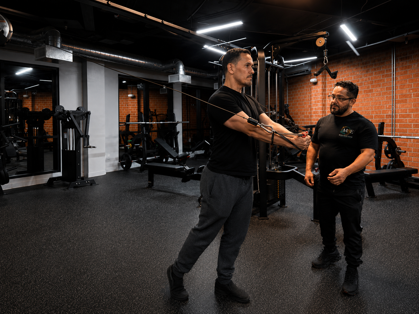 Felix Manzanilla coaching a client during cable training